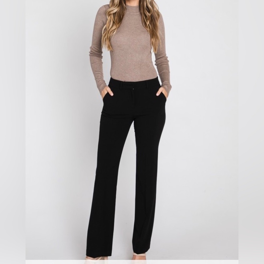 New Dress Pants Classic Black Vintage Flare Career Pockets Sleek S M L Creases